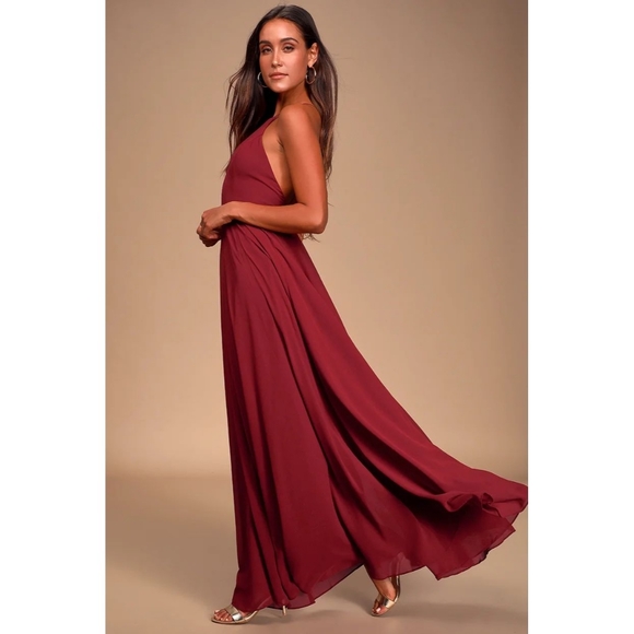 Lulus Dresses & Skirts - Lulu's Mythical Kind of Love Wine Red Maxi Dress L